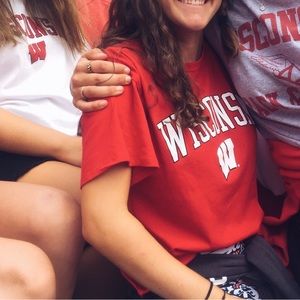 Red WISCONSIN crop top, size small!